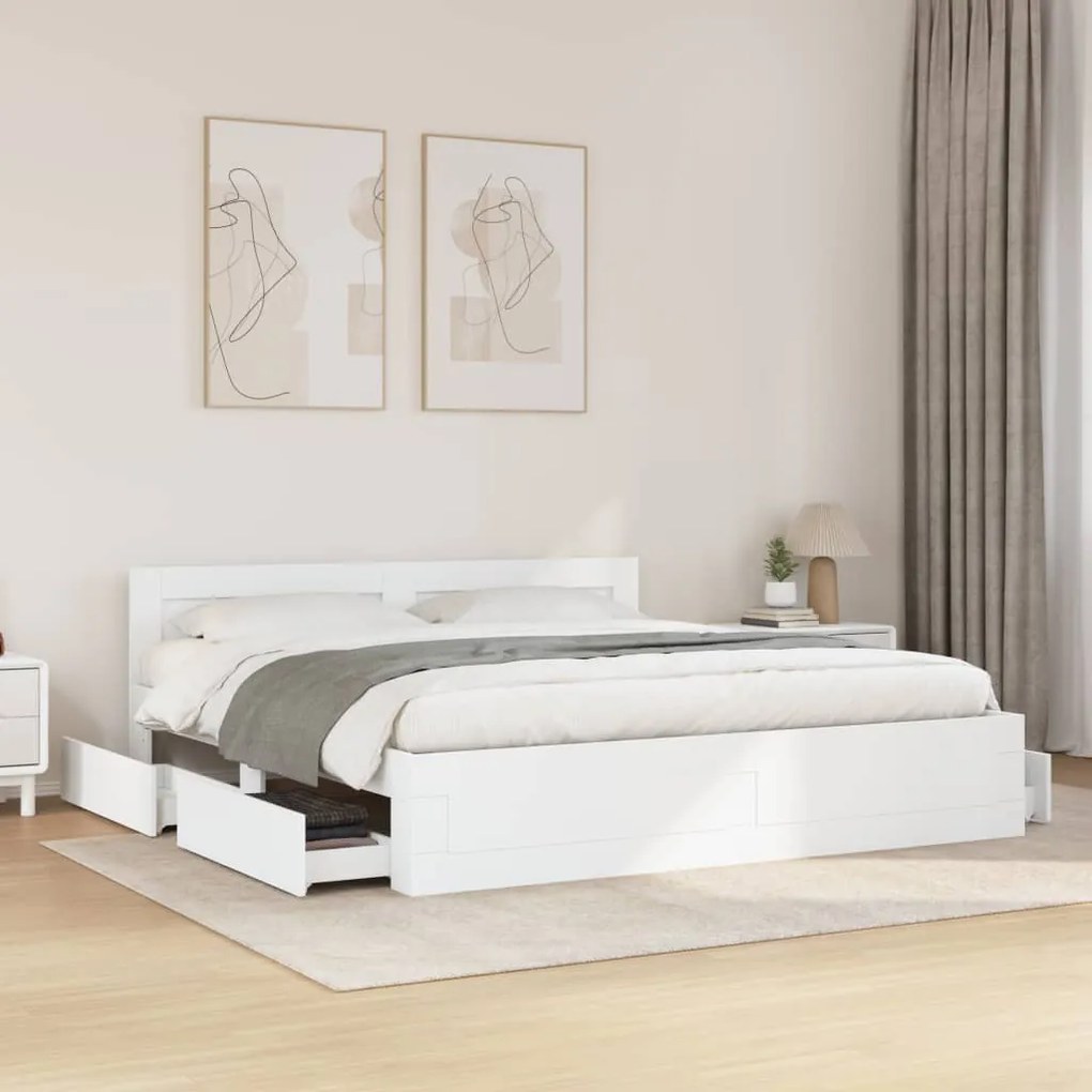 vidaXL Estrutura de cama c/ cabeceira sem colchão 200x200 cm branco