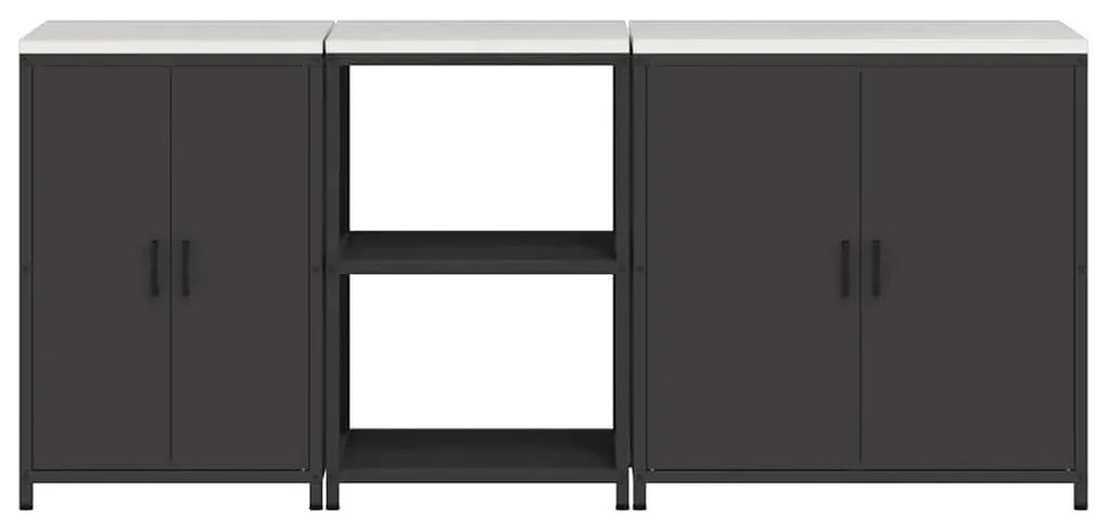 Conjunto de Armazenamento de Cozinha com prateleira Outros 3 pcs Preto
