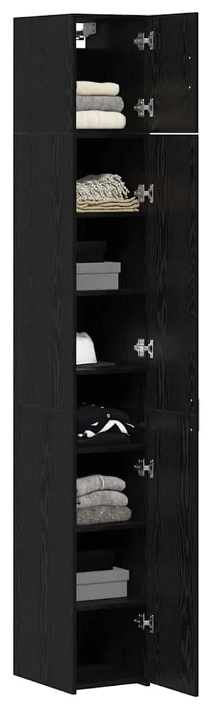 Armário de Armazenamento Slim vidaXL Carvalho Preto 30x42.5x225 cm Mad