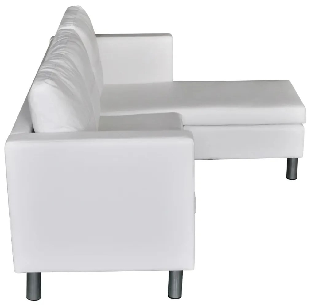 Sofá Paolo Chaise Longue -De 3 Lugares - Cor Branco - 188x122x77 cm -