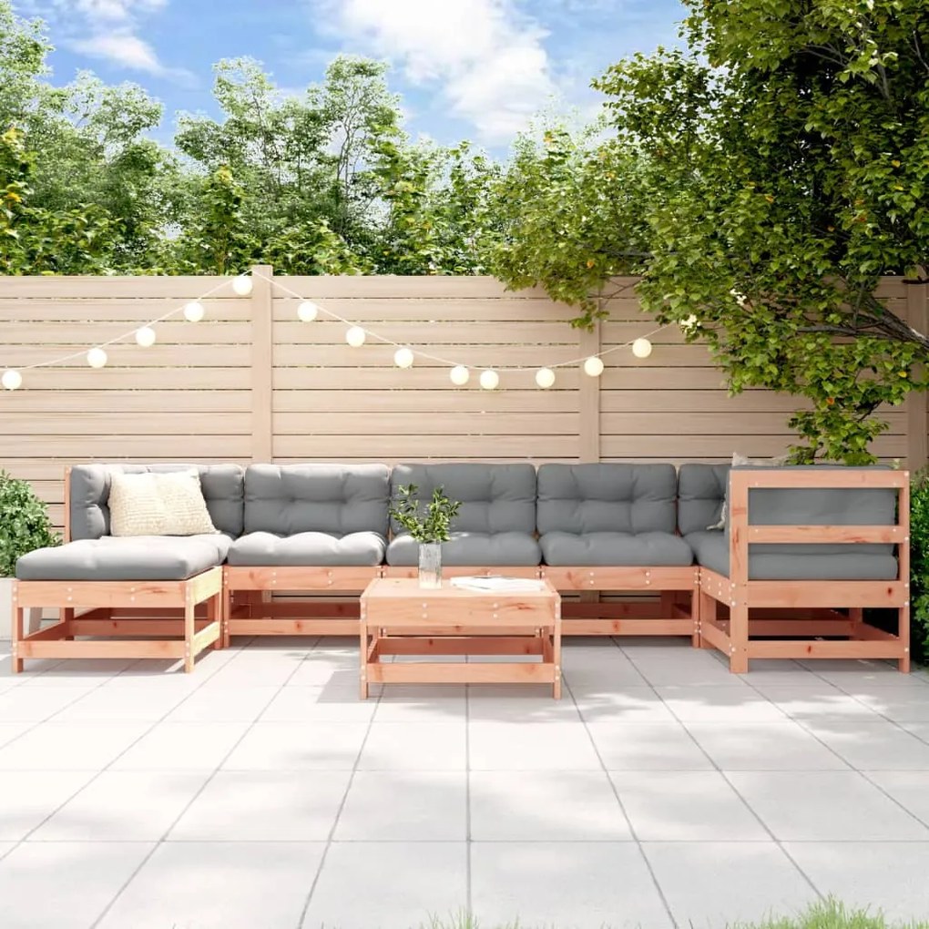 8 pcs conjunto lounge de jardim madeira de douglas maciça