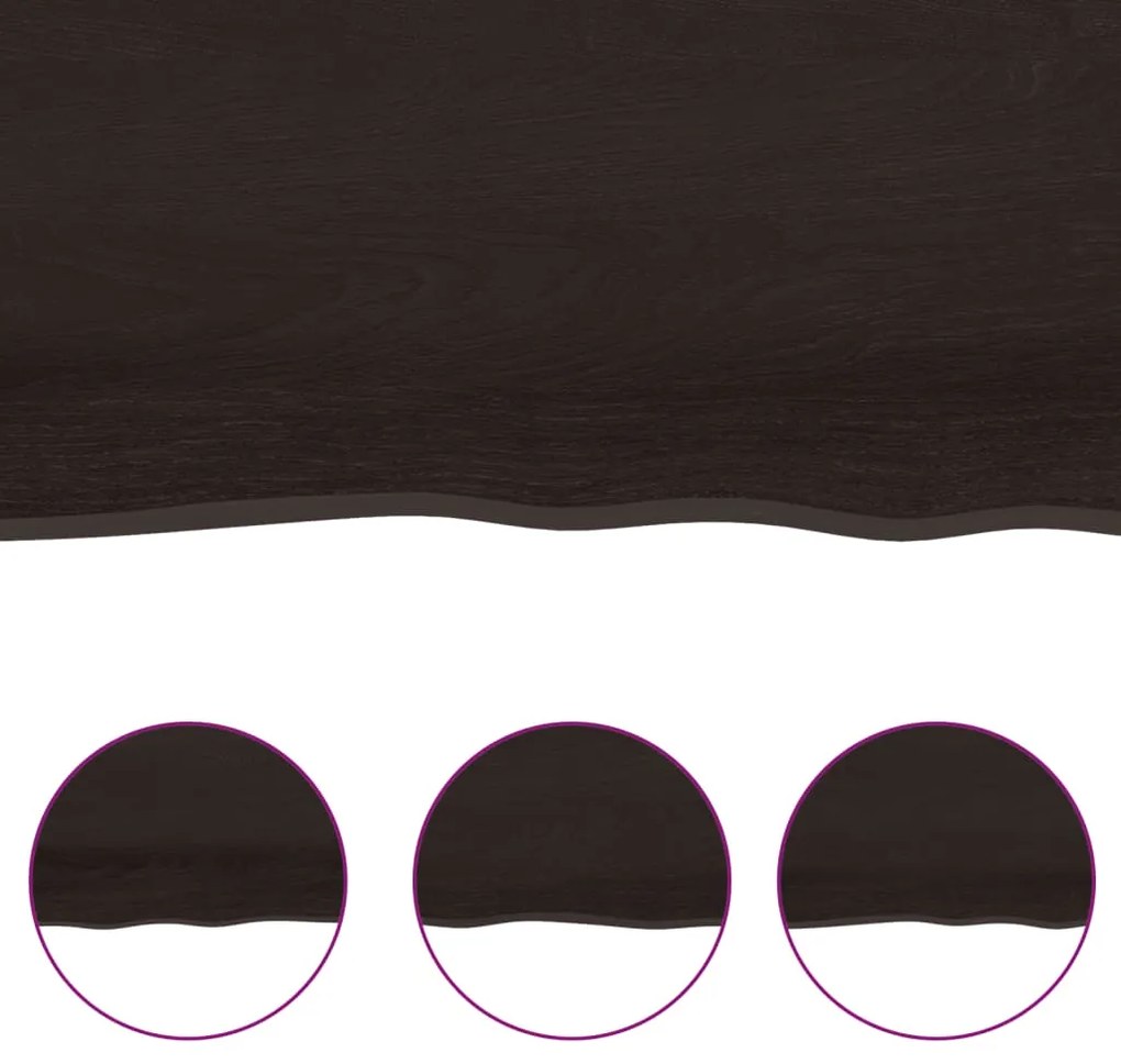 Tampo de mesa 120x60x(2-6) cm carvalho tratado castanho-escuro
