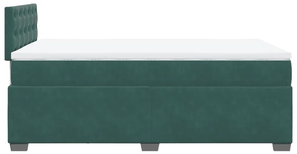 Cama boxspring com colchão 120x190 cm veludo verde-escuro