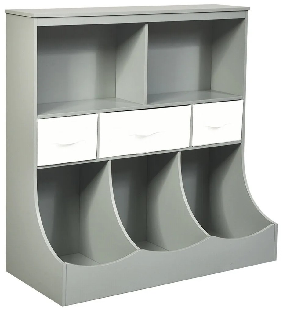 Organizador de armazenamento combinado Kids Cubby Bin de 3 camadas para quarto infantil - Branco