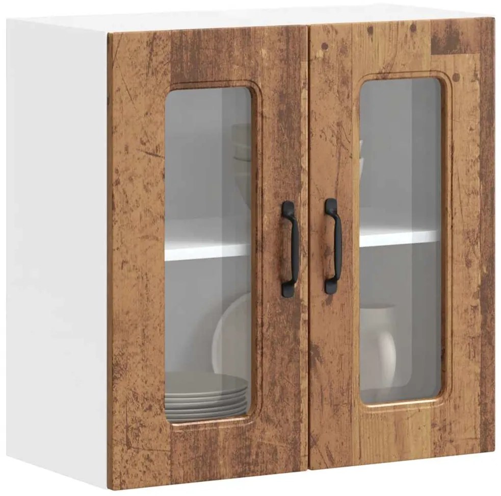 vidaXL Armário de parede de cozinha porta vidro Kalmar madeira velha