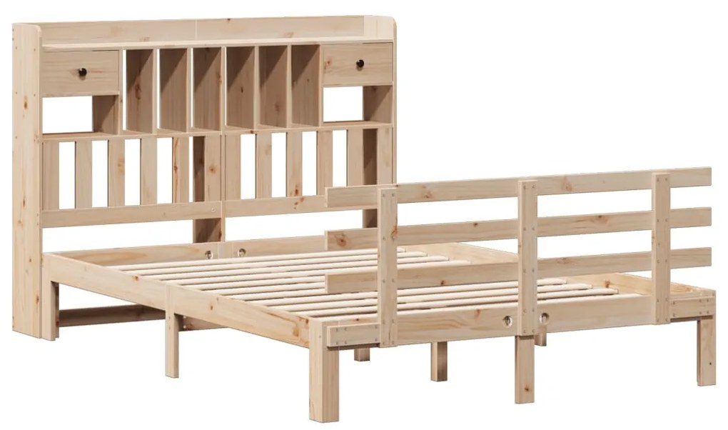 Cama com estante sem colchão 140x190 cm pinho maciço