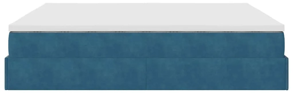 Estrutura de cama otomana com colchão 160x200 cm azul escuro