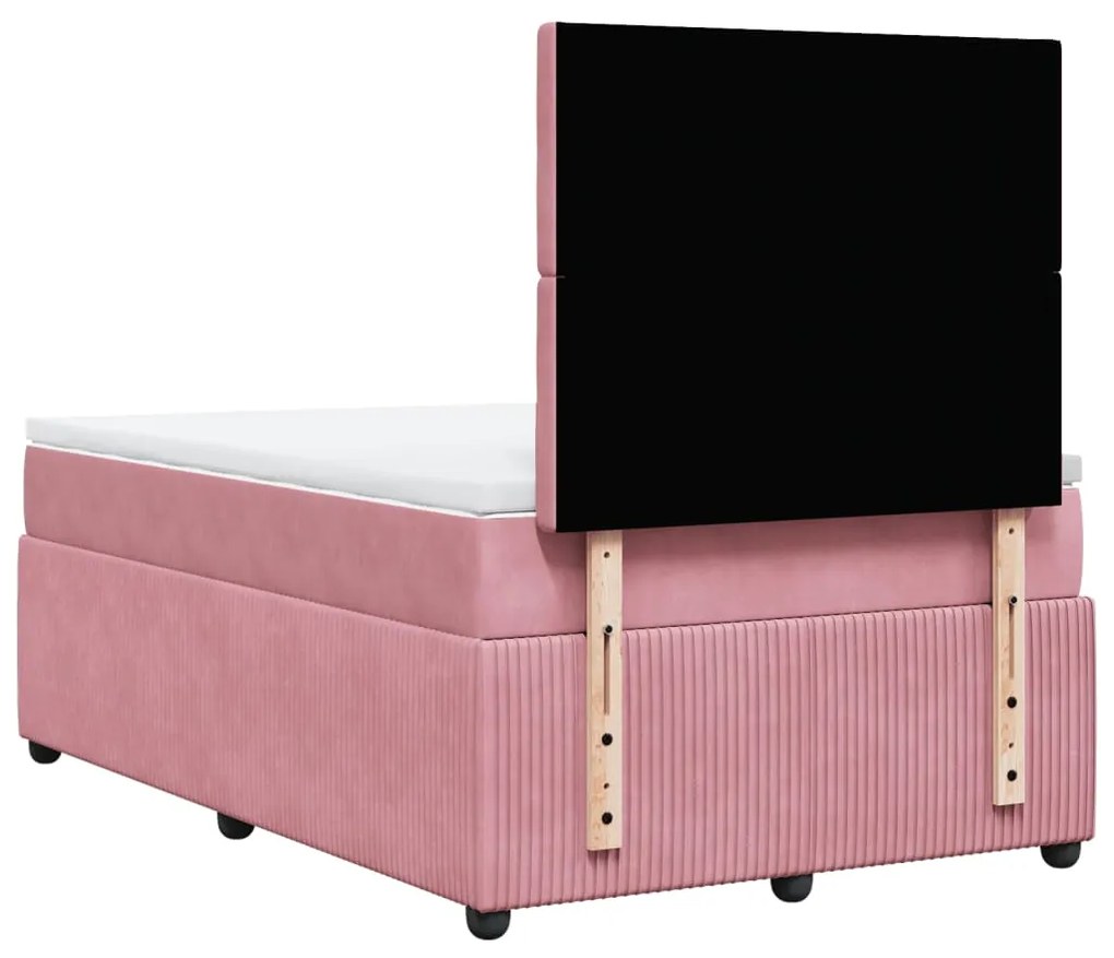 Cama boxspring com colchão 120x200 cm veludo rosa