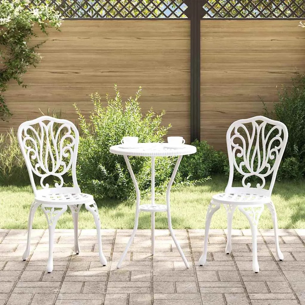 Conjunto de Bistrô de Jardim 3 Peças vidaXL Alumínio Fundido Branco