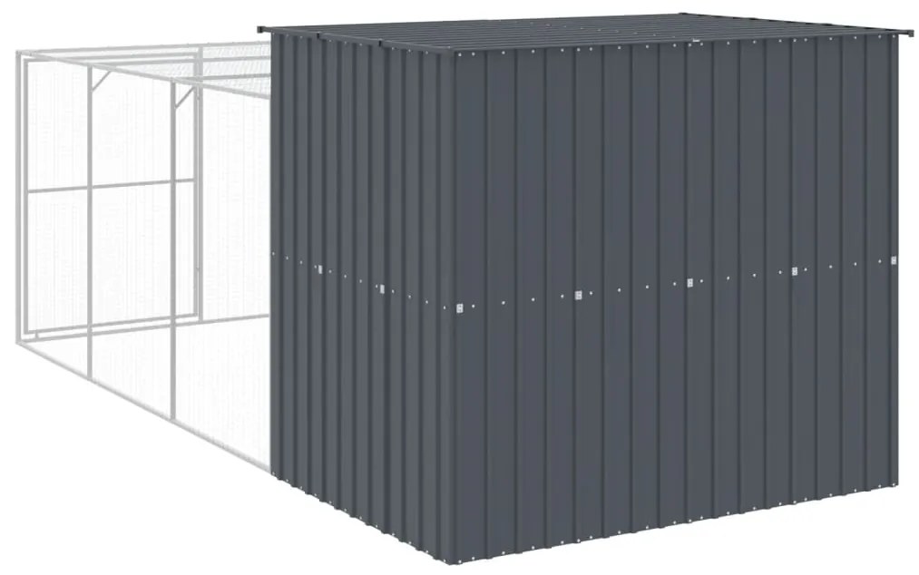 Casota p/ cães c/ parque 214x457x181 cm aço galvaniz. antracite