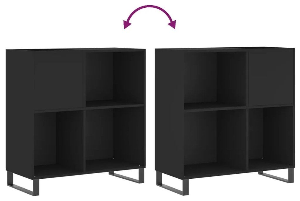 Armário para discos 84,5x38x89 cm derivados de madeira preto
