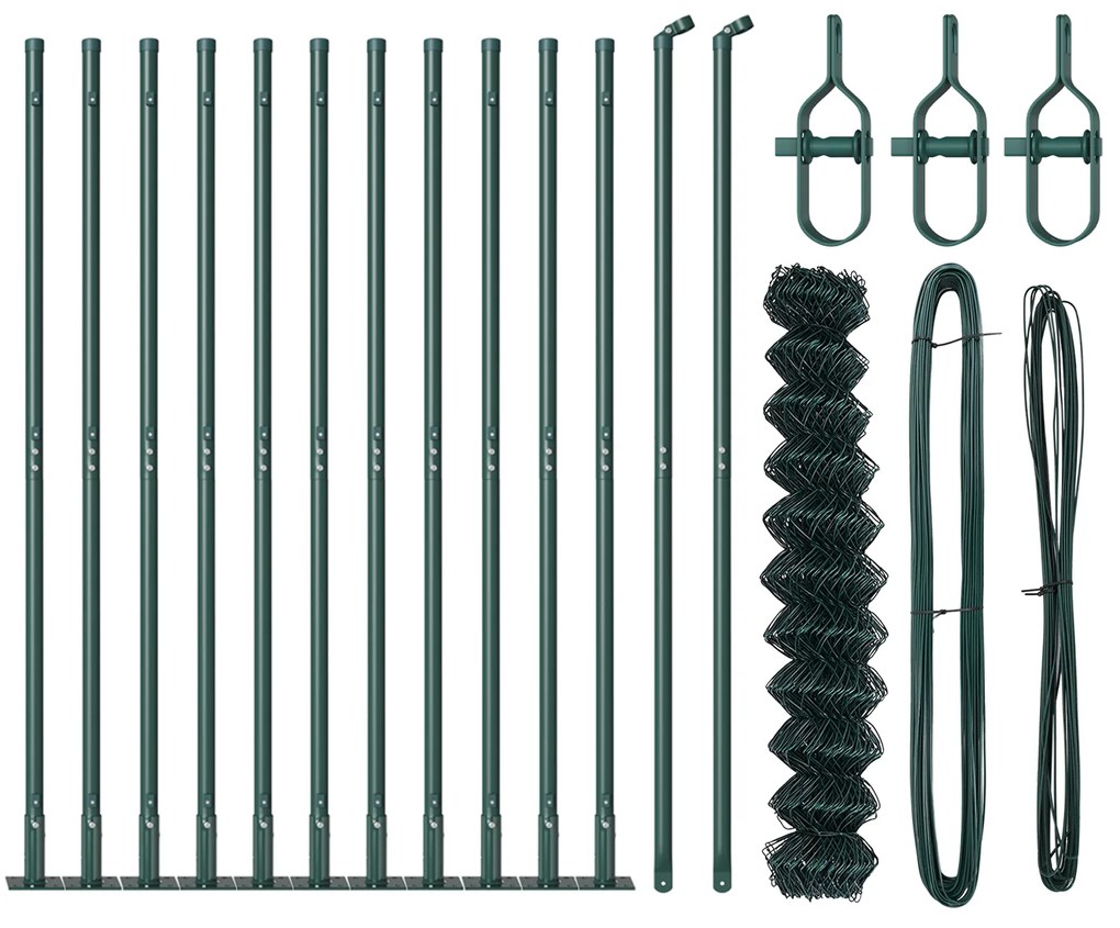 Cerca de Cadeia com 13 Postes Flangeados 0.8x25 m Aço Galvanizado