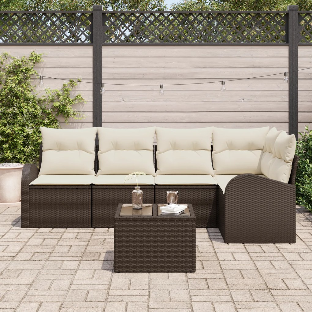 Conjunto de 5 Peças de Sofá de Jardim com Almofadas Cinza Rattan Polié