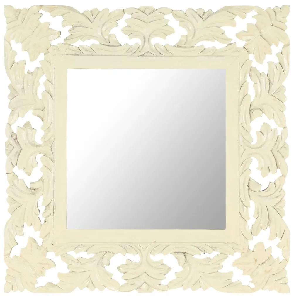 321641 vidaXL Espelho esculpido à mão 50x50 cm mangueira maciça branco