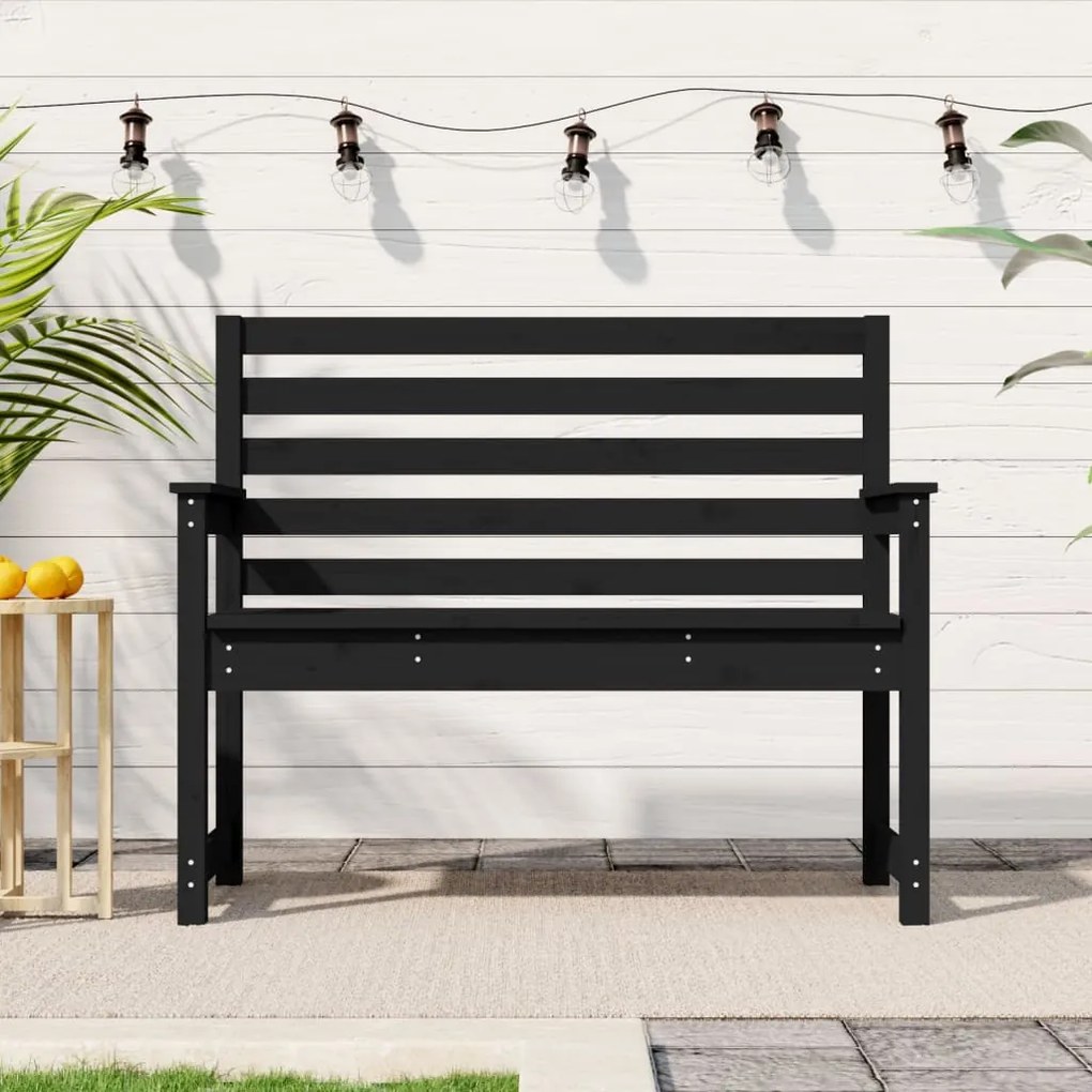 vidaXL Banco de jardim 109x48x91,5 cm madeira de pinho maciça preto