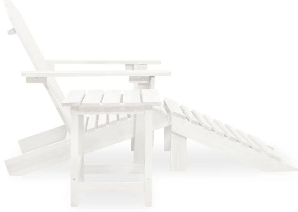 Cadeira de jardim Adirondack c/ otomano e mesa abeto branco