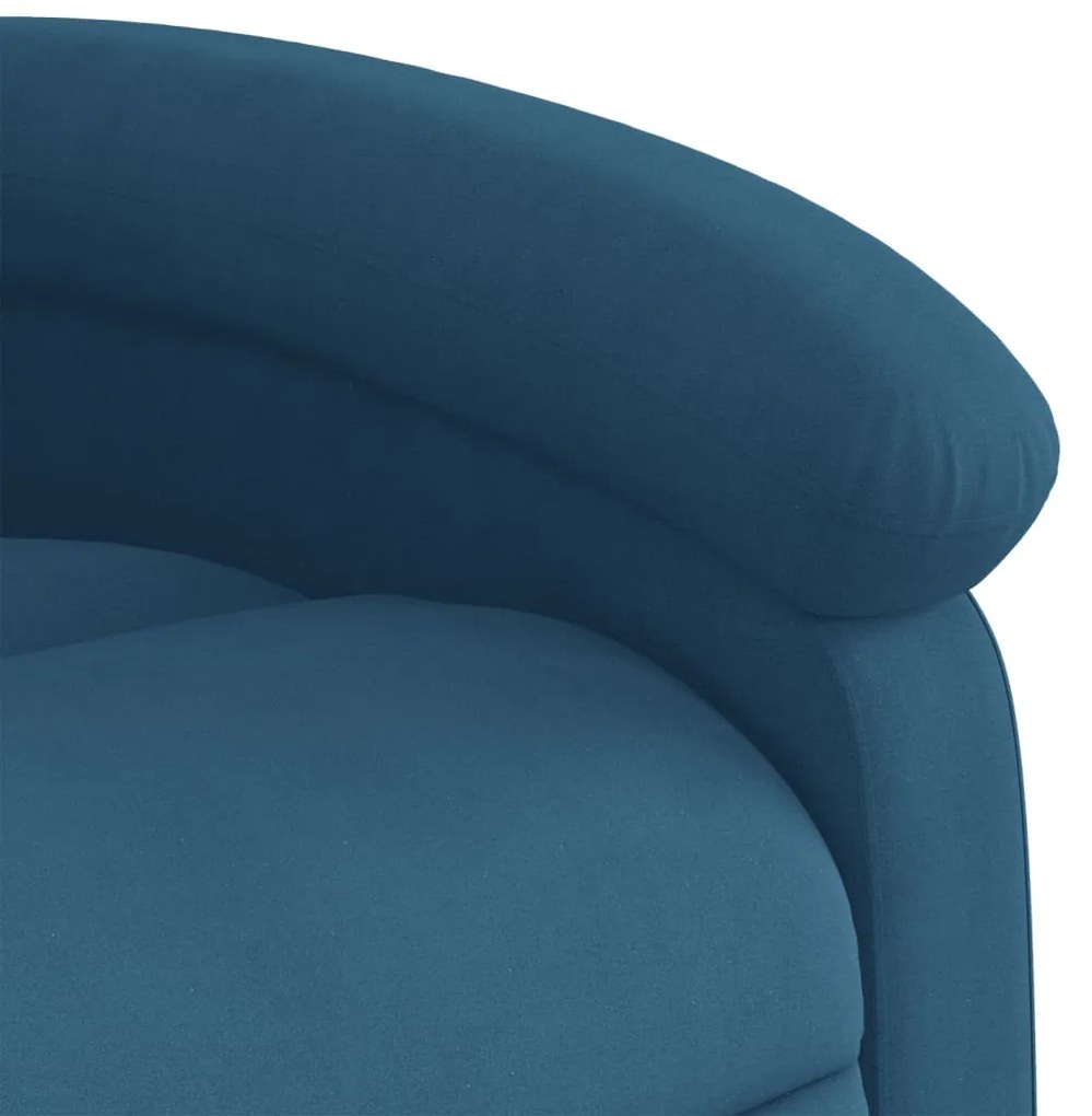 Poltrona de massagens reclinável elétrica veludo azul