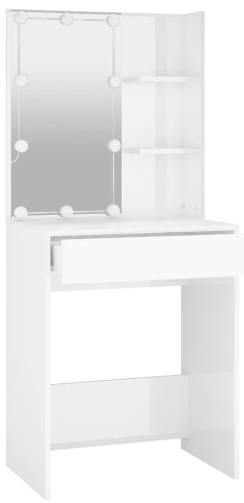Toucador com LEDs 60x40x140 cm branco brilhante