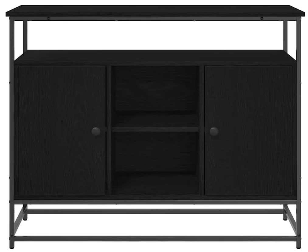 Buffet vidaXL Preto Carvalho 100x35x80 cm Madeira Engenharia e Aço