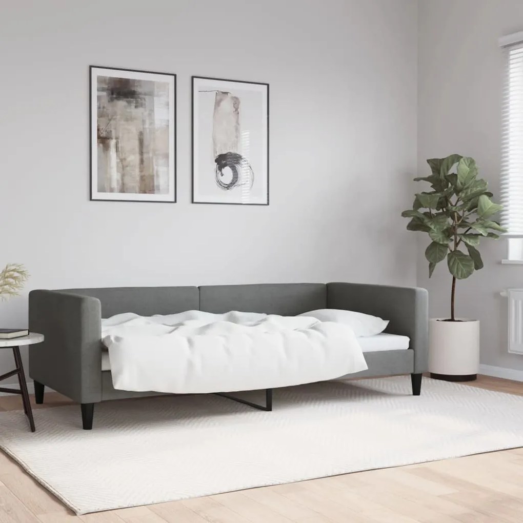 Sofá-cama 90x190 cm tecido cinzento-escuro