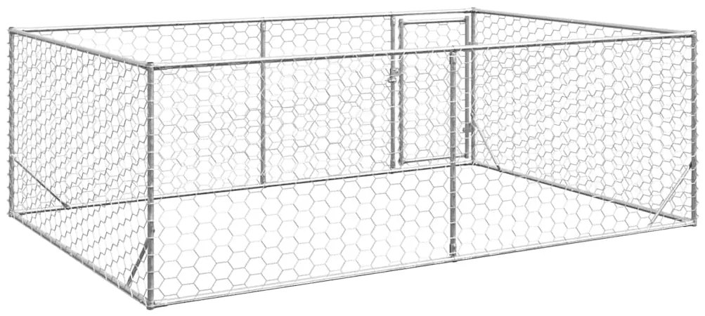 Canil exterior para cães com porta 3x2x1 m aço galvanizado