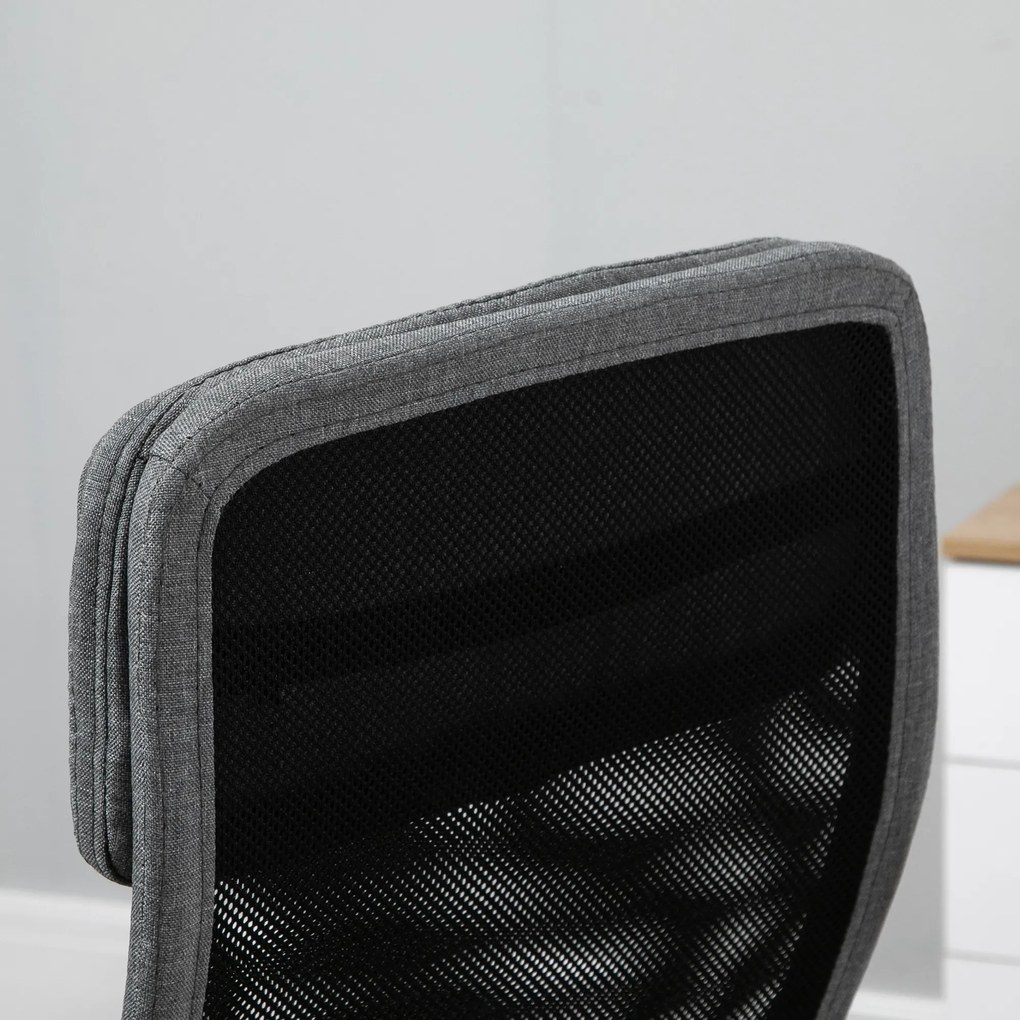 Vinsetto Cadeira de escritório ergonômica giratória e basculante com altura de assento ajustável 62x62x118-128 cm Cinza