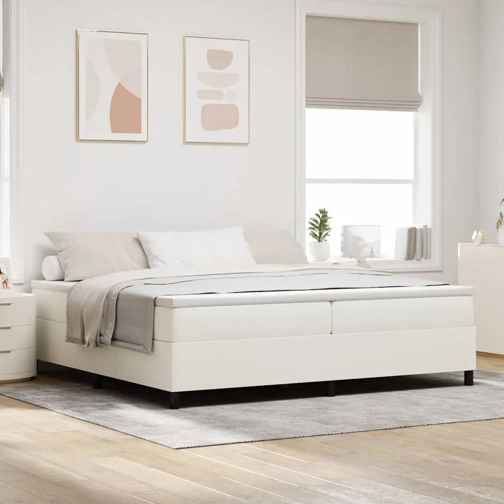 Cama Box de Primavera vidaXL Creme 200x200 cm Tecido de Corduroy