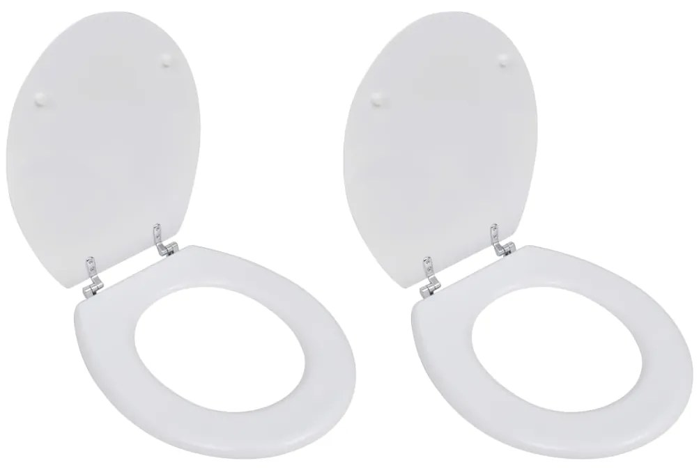 Assentos de sanita com tampas 2 pcs MDF branco