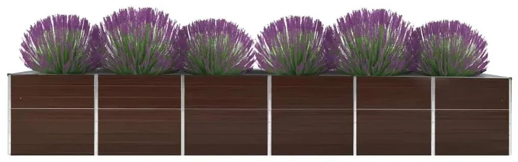 Canteiro elevado de jardim 480x80x77cm aço galvanizado castanho