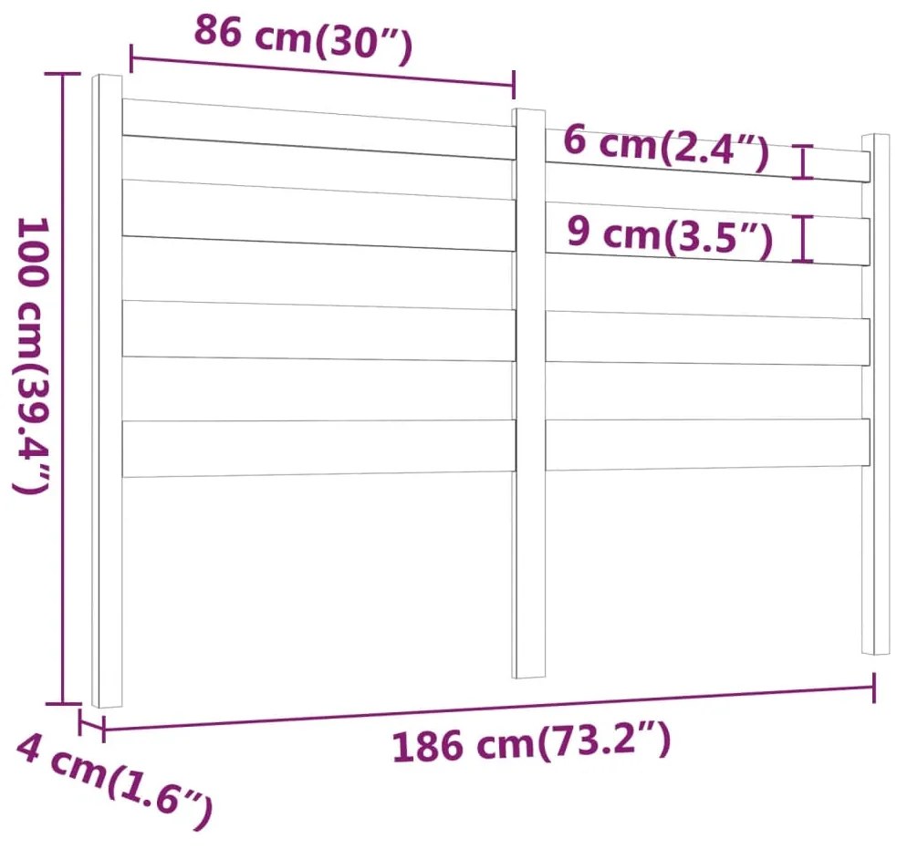 Cabeceira de cama 186x4x100 cm pinho maciço castanho mel