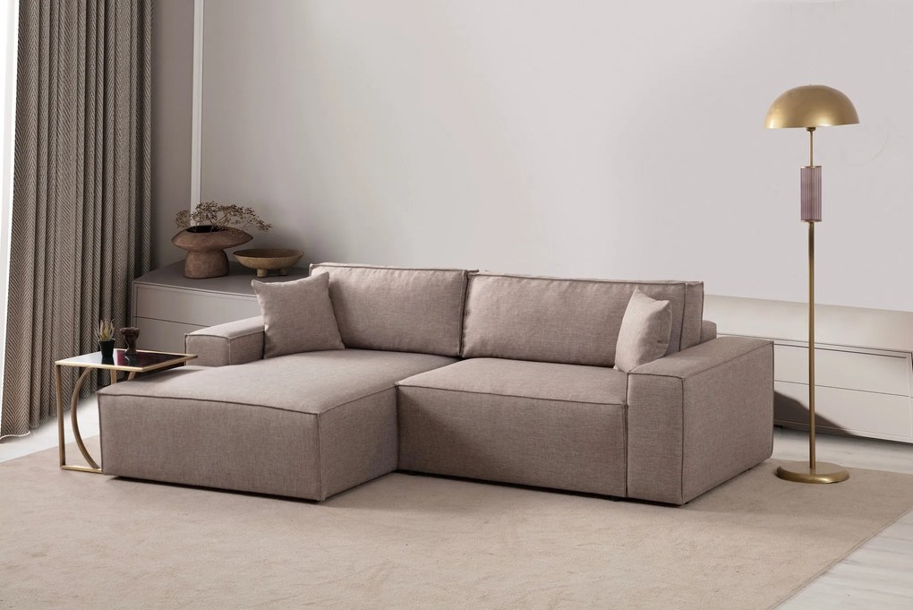 Sofá-Cama de Canto Pırlo – Castanho – 260x78x170 cm