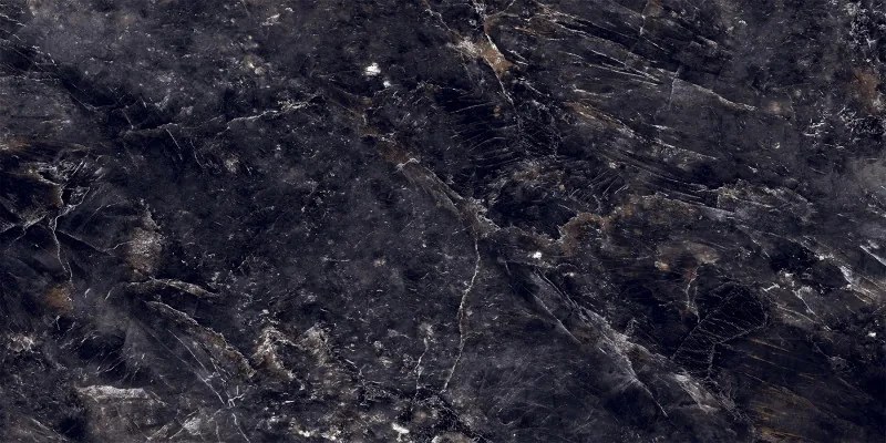 Mexen Rokocha Preta amostra de grês porcelânico esmaltado retificado G1, azulejo de piso-parede, alto brilho - TL205-01-S