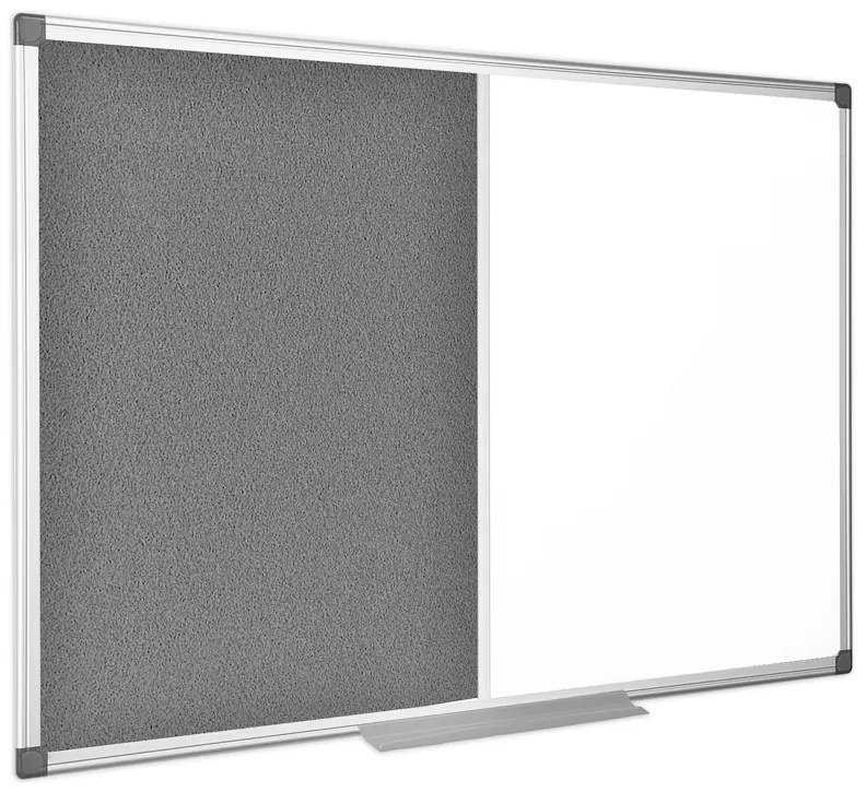 Bi Office - Quadro Combinado 100x200 cm Feltro Cinzento / Branco Magnético Moldura Alumínio Maya