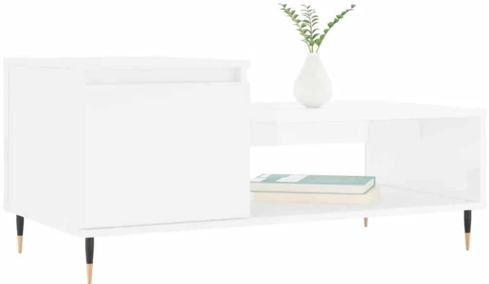 Mesa de centro 100x50x45 cm derivados madeira branco brilhante
