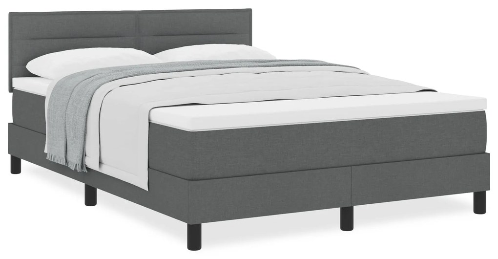 Camas Box com Colchão Cinza Escuro 140x190 cm Tecido