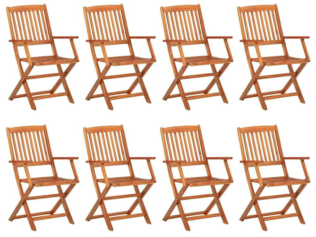 9 pcs conj. de jantar para jardim 180x90x75 cm acácia maciça