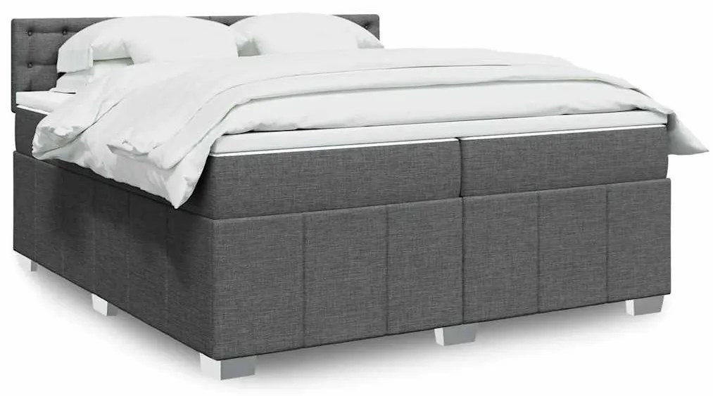 Cama com molas/colchão 200x200 cm tecido cinzento-escuro