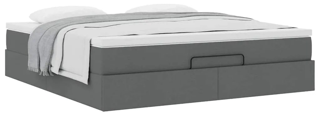 Estrutura de cama otomana com colchão 180x200cm cinzento escuro