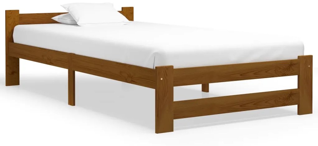vidaXL Estrutura de cama 100x200 cm madeira pinho maciço castanho mel