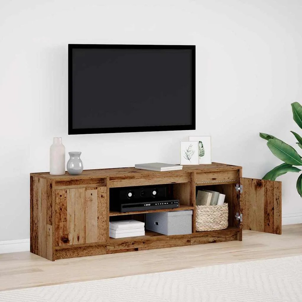 vidaXL Armário de TV com LED - Madeira Velha, 139,5x34x50 cm, feito de madeira engenheirada.