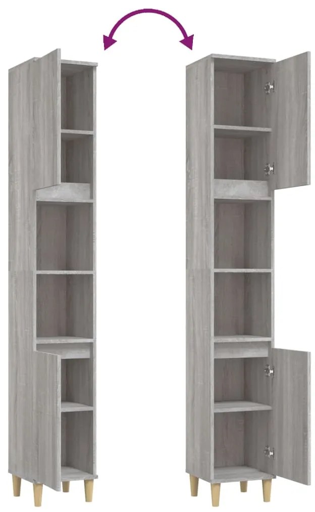 Armário WC 30x30x190 cm derivados de madeira cinzento sonoma