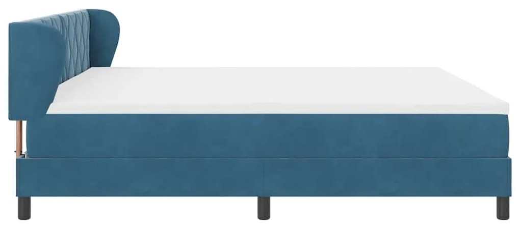 Cama Box com Colchão vidaXL Azul Escuro 200x200 cm Veludo