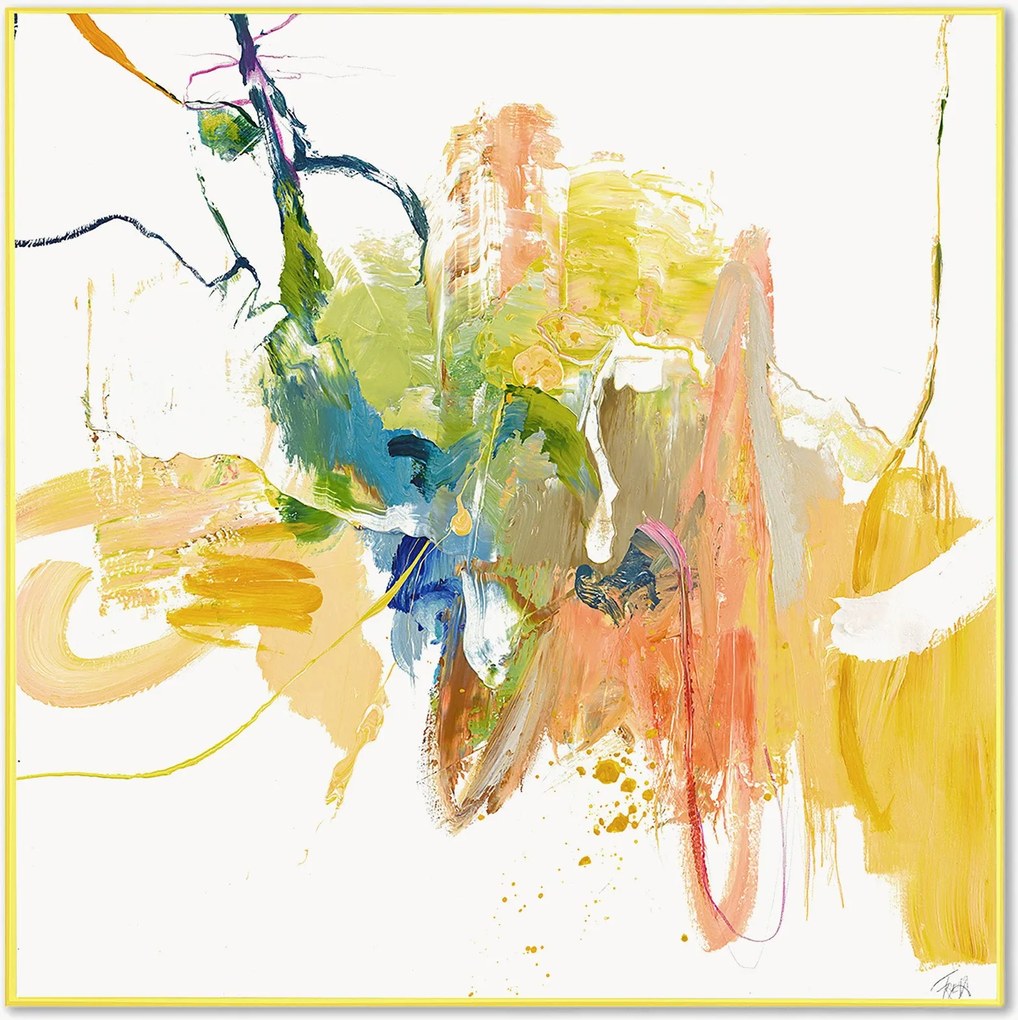 Impressão em tela emoldurada pintada à mão MM