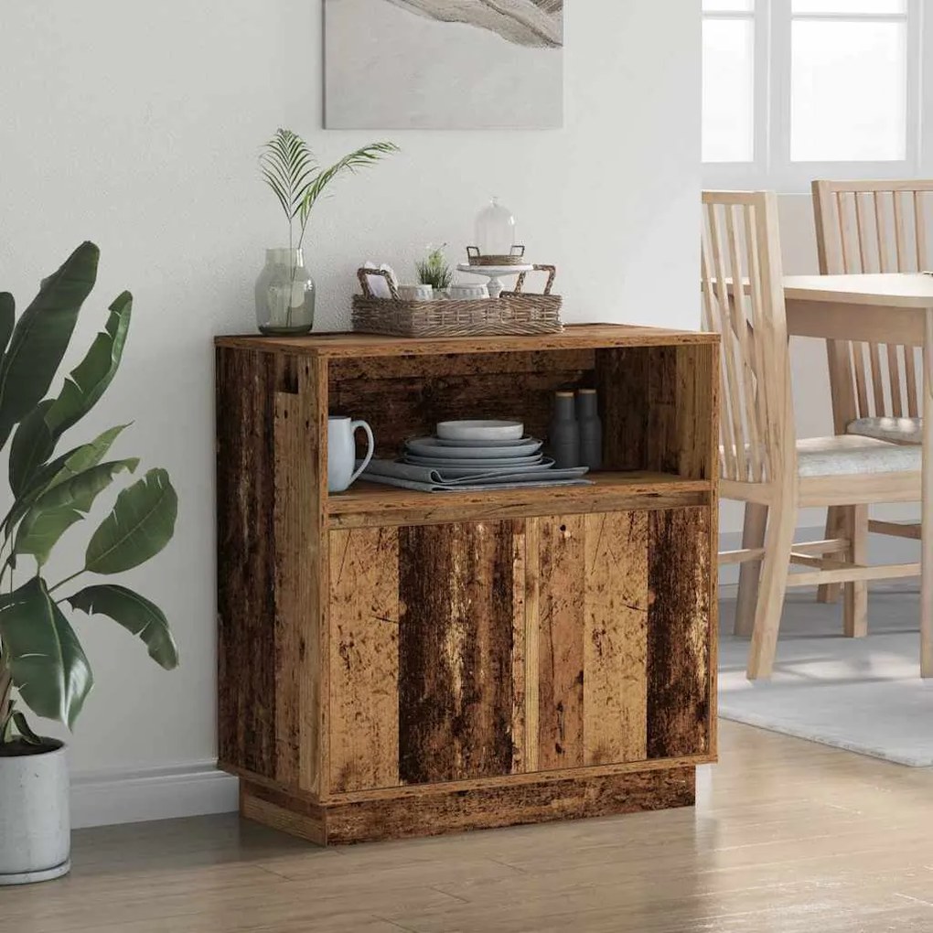 Sideboard com LED Madeira Velha 71x34,5x75 cm Madeira de Engenharia