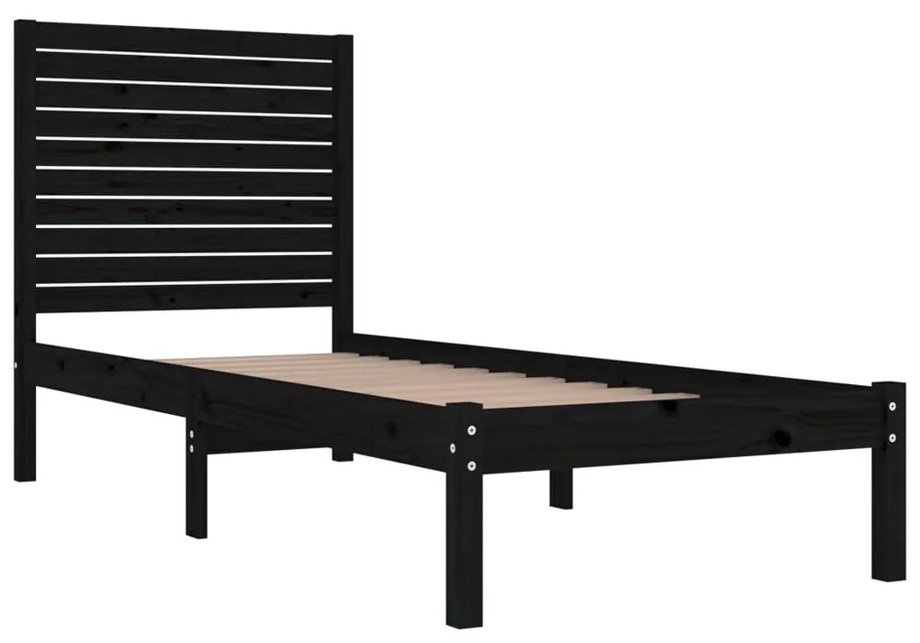 Estrutura cama de solteiro 90x190 cm madeira maciça preto