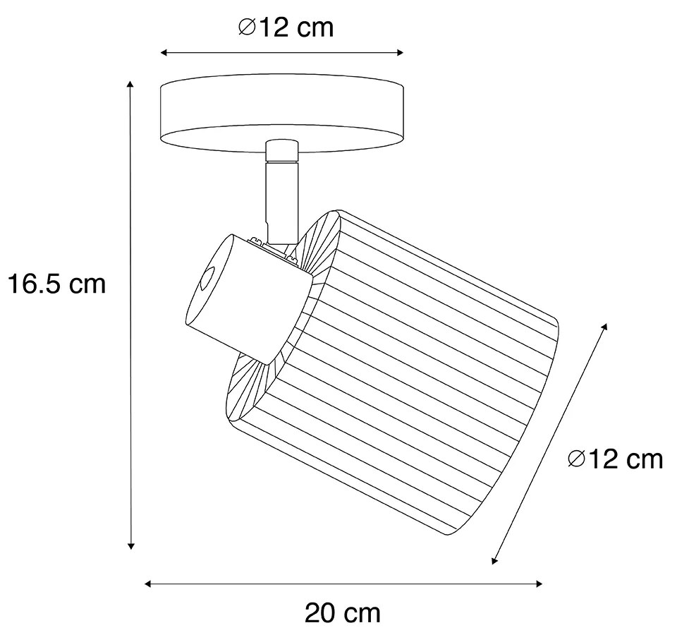 Candeeiro de teto Art Deco preto com vidro fumê ajustável - Laura