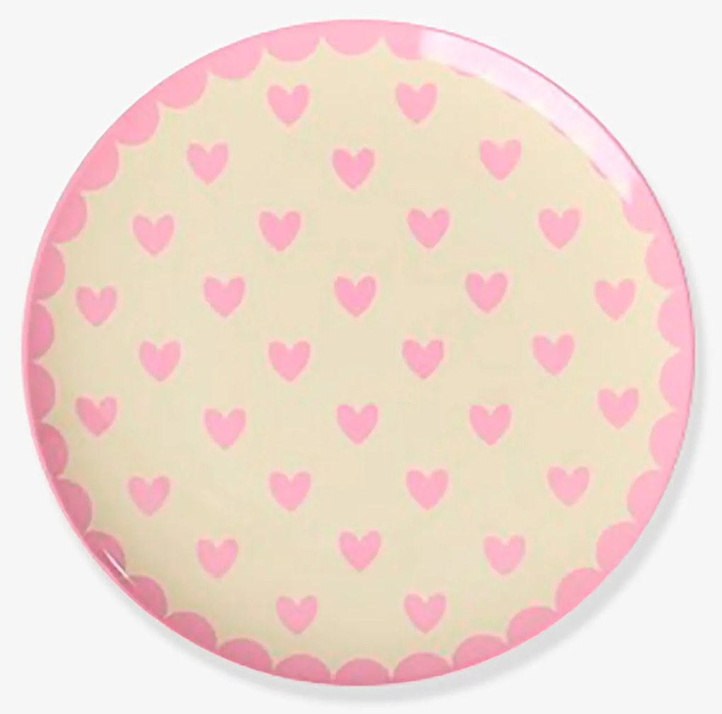 Prato de bolo FAVORITE HEARTS rice para crianças pequeno rosa