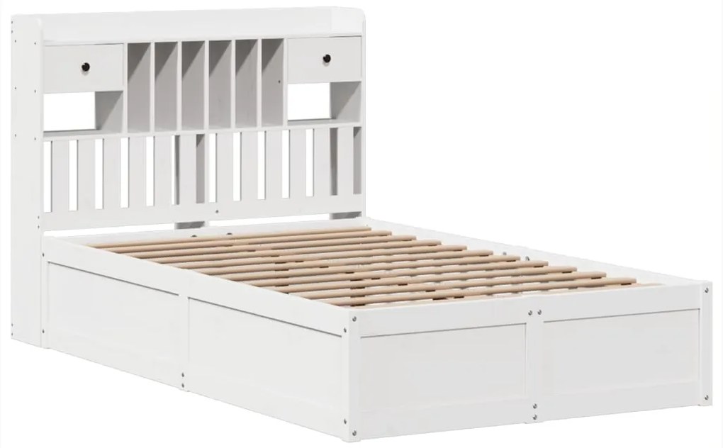 Cama sem colchão 135x190 cm madeira de pinho maciça branco