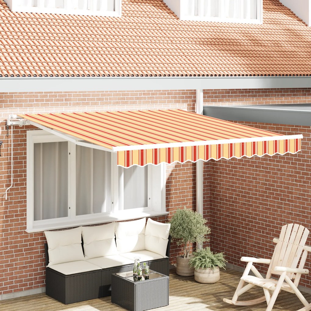 vidaXL Toldo Retrátil Automático Amarelo e Laranja 350x250 cm