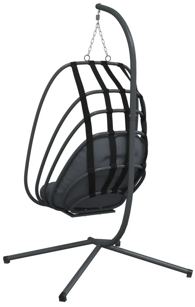 Cadeira forma de ovo suspensa com suporte aço antracite
